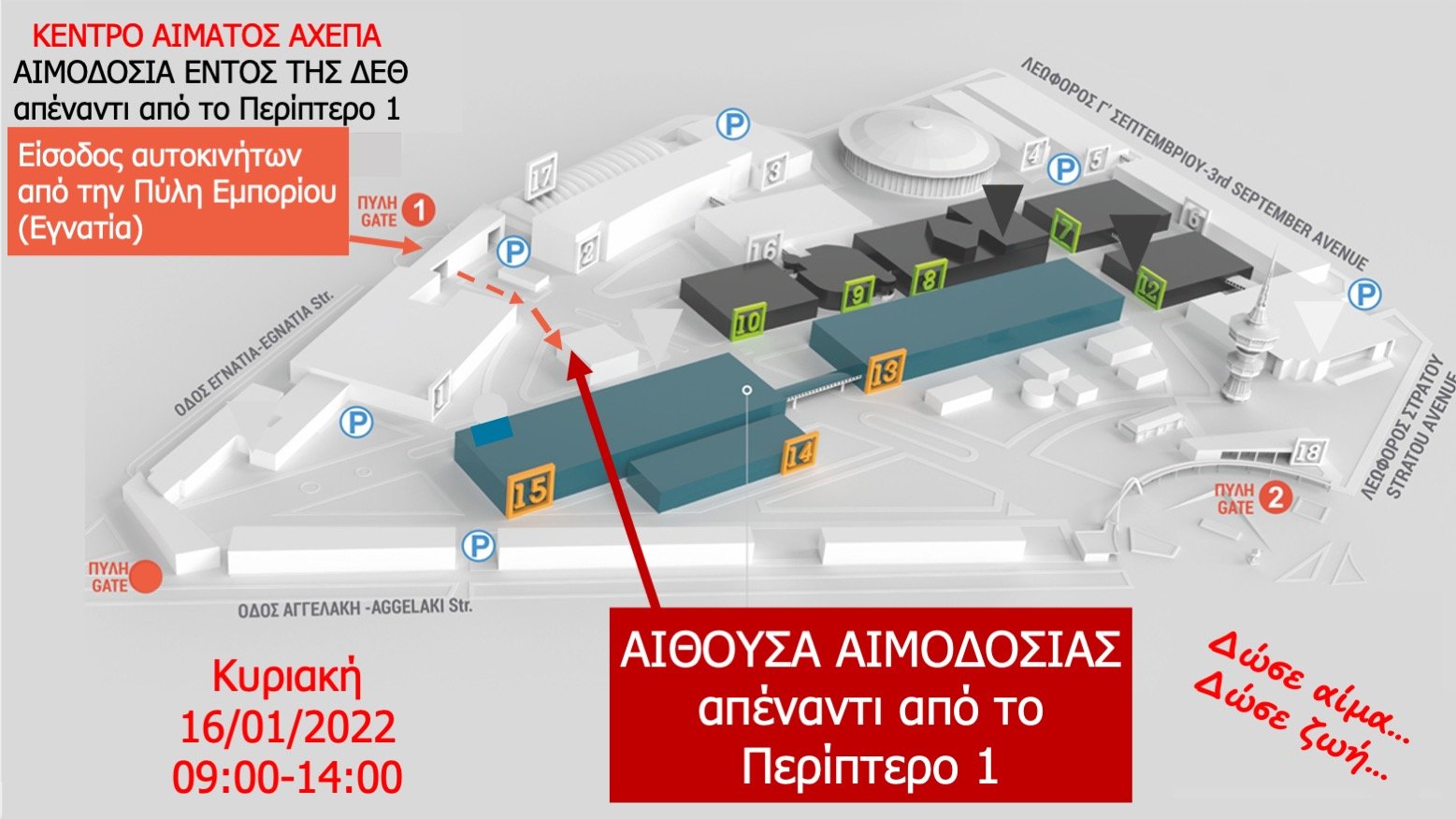 Αιμοδοσία στη ΔΕΘ - Κυριακή 16 Ιανουαρίου 2022